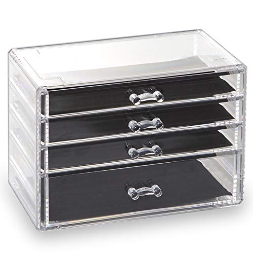 BINO 4 Drawer Acrylic Jewelry and Makeup Organizer Top