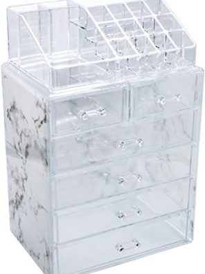 Sorbus Luxe Marble Cosmetic Makeup and Jewelry Storage Case