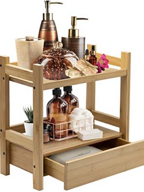 Display Stand Shelf for Bathroom Sorbus Bamboo Makeup Organizer