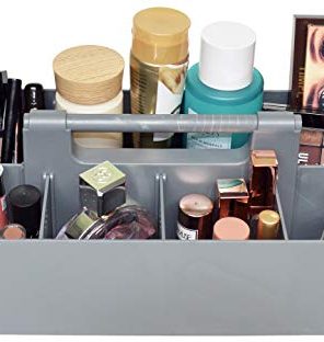 Portable Makeup Organizer Caddy Tote Divided Basket Bin with Handle