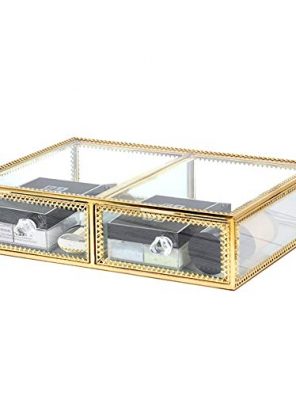 Glass Makeup Organizer Cosmetic and Jewelry Display Box