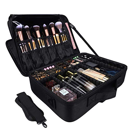 Travel Makeup Case 3-Layers with Adjustable Dividers