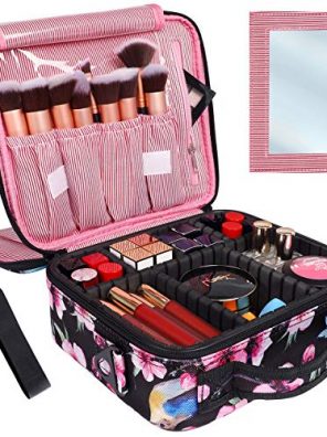 Kootek Travel Makeup Bag 2 Layer Portable Cosmetic Case