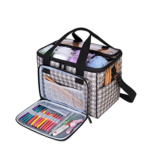 Teamoy Knitting Bag, Yarn Storage Tote with Inner Divider