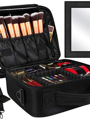 Beauty Routine with the Double-Layer Journey Makeup Bag - Your Portable Beauty Organizer with Mirror and Adjustable Dividers