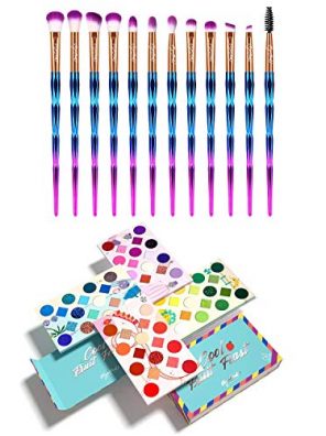 Neon Eyeshadow Palette With Eye Shadow Brushes Set