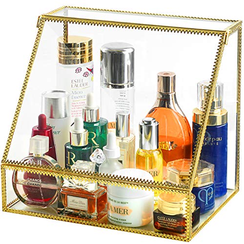 InnSweet Glass Makeup Organizer, Large Cosmetic Display Cases