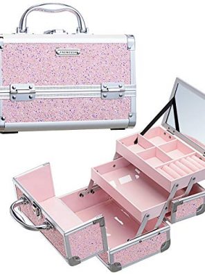 Jewelry Box Makeup Travel Case Storage with Keys and Mirror