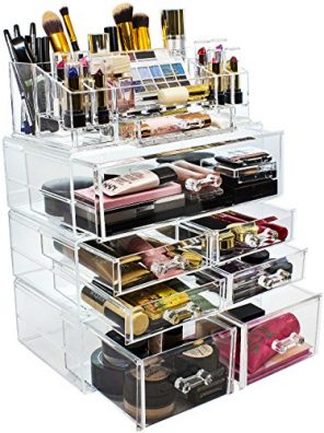 Cosmetics Makeup and Jewelry Storage Case Display Sets