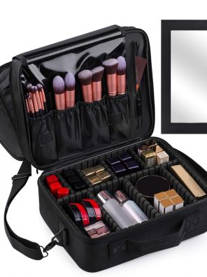 Kootek Large Travel Makeup Bag 3-Layer Cosmetic Train Case
