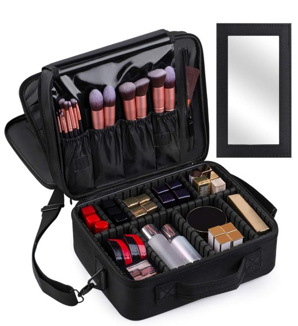 Kootek Large Travel Makeup Bag 3-Layer Cosmetic Train Case