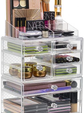 Cosmetics Makeup and Jewelry Storage Case Display Set