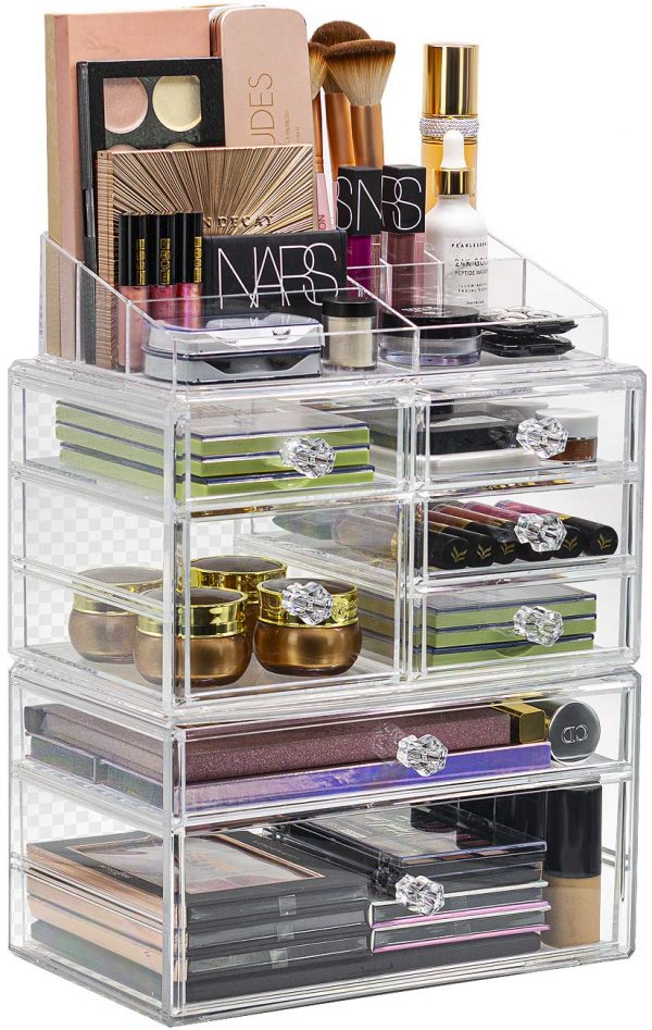 Cosmetics Makeup and Jewelry Storage Case Display Set