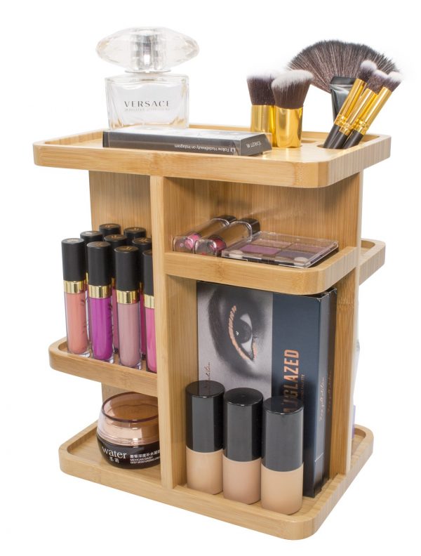 Bamboo Cosmetic Organizer for Makeup, Toiletries